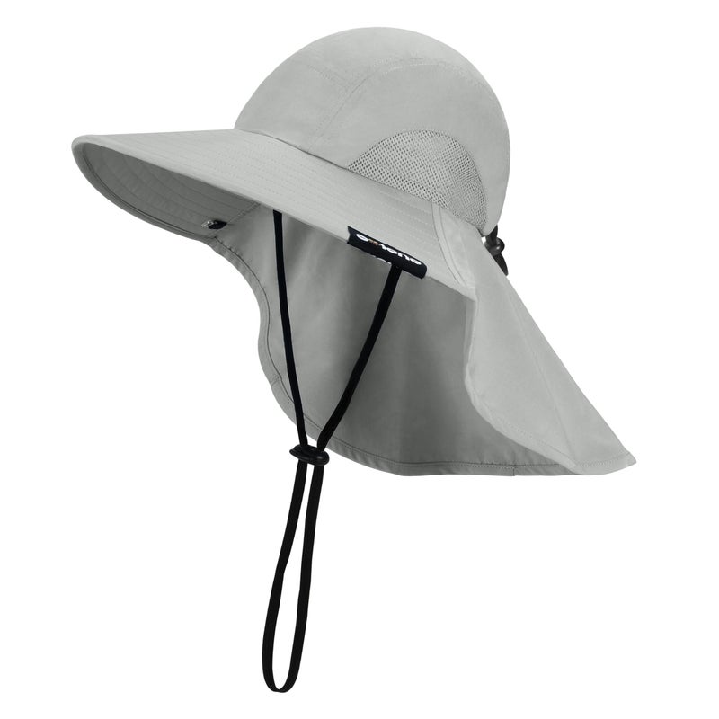 Solaris Sun Hat with Neck Flap, UPF 50 Sun Protection Lightweight Sun Cap for Men Women, Wide Brim Hat for Fishing Hiking Beach Safari, Gray - Image 1